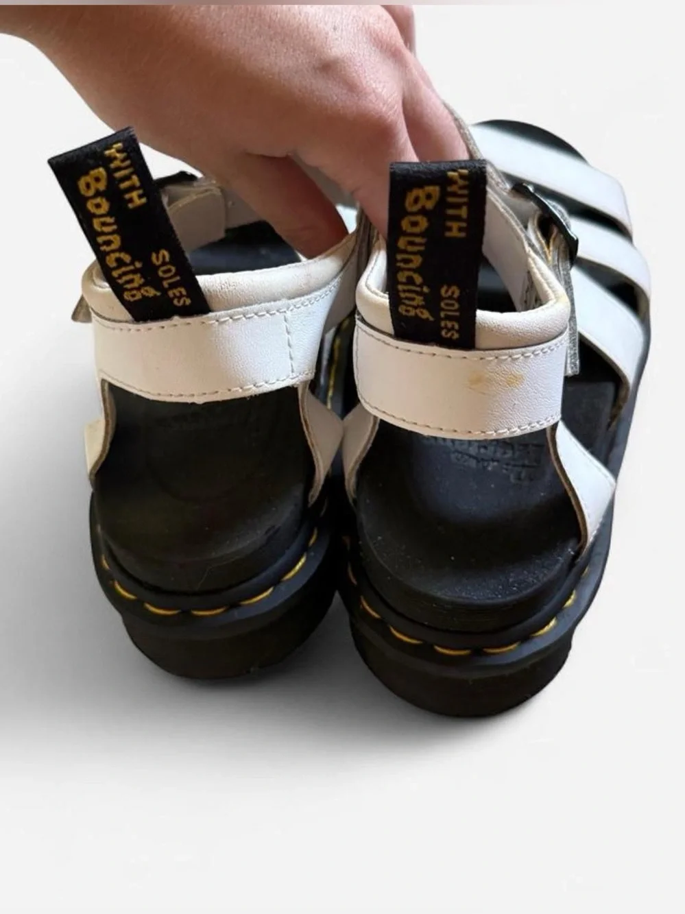 Dr. Martens White Triple-Strap Platform Sandals